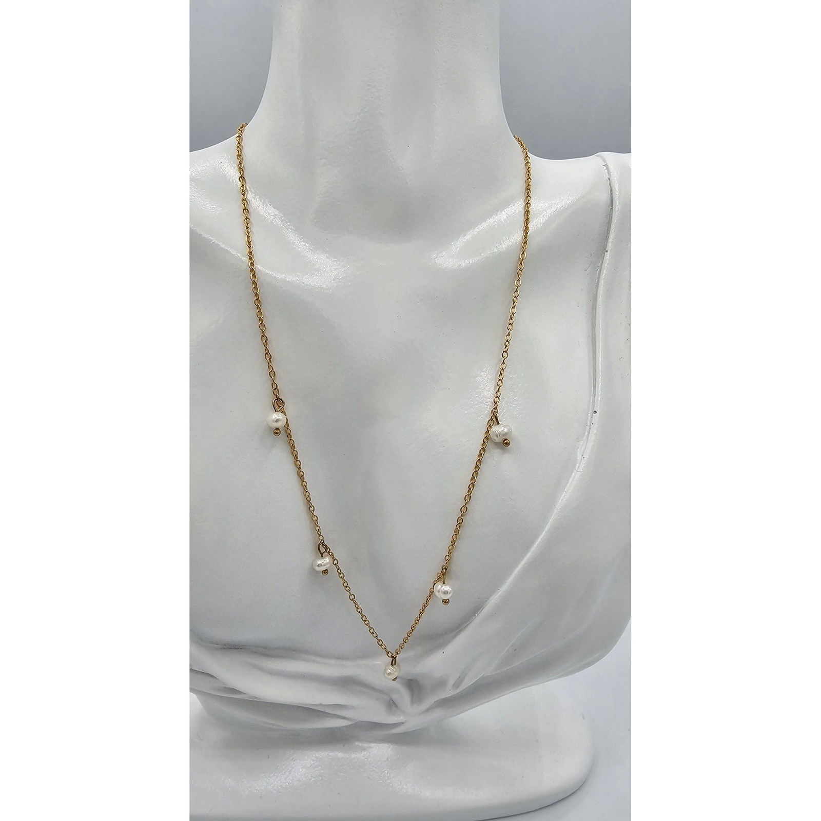 Oshena Pearl Charm Necklace Women Os Gold Excellent Dainty Minimalist Layering 75$